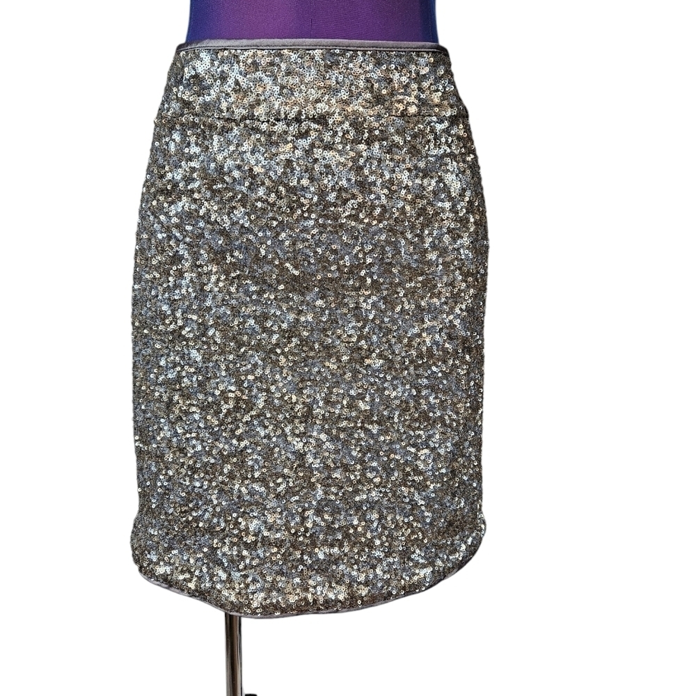 Cache Metallic Gold & Silver Sequin Mini Skirt Si… - image 1